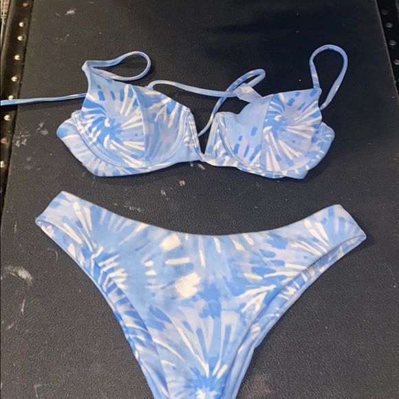 Blue Tie Dye Bikini Tie up Underwire - Picture 2 of 2